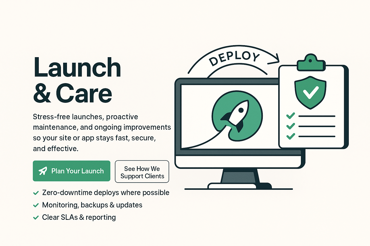 Deployment pipeline and ongoing care dashboard